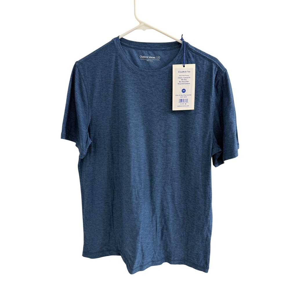 Outdoor Voices CloudKnit Tee Blue Wing Teal Hthr OV61101 Mens Medium NWT